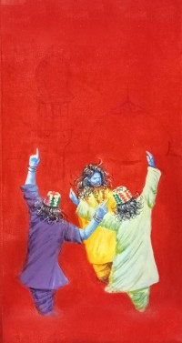 Hussain Chandio, 18 x 38 Inch, Acrylic on Canvas, Figurative Painting-AC-HC-263